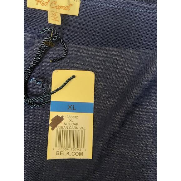 Red Camel One Shoulder Navy Blue Floral Ruffle Sleeveless Blouse Top Size XL - Picture 7 of 8